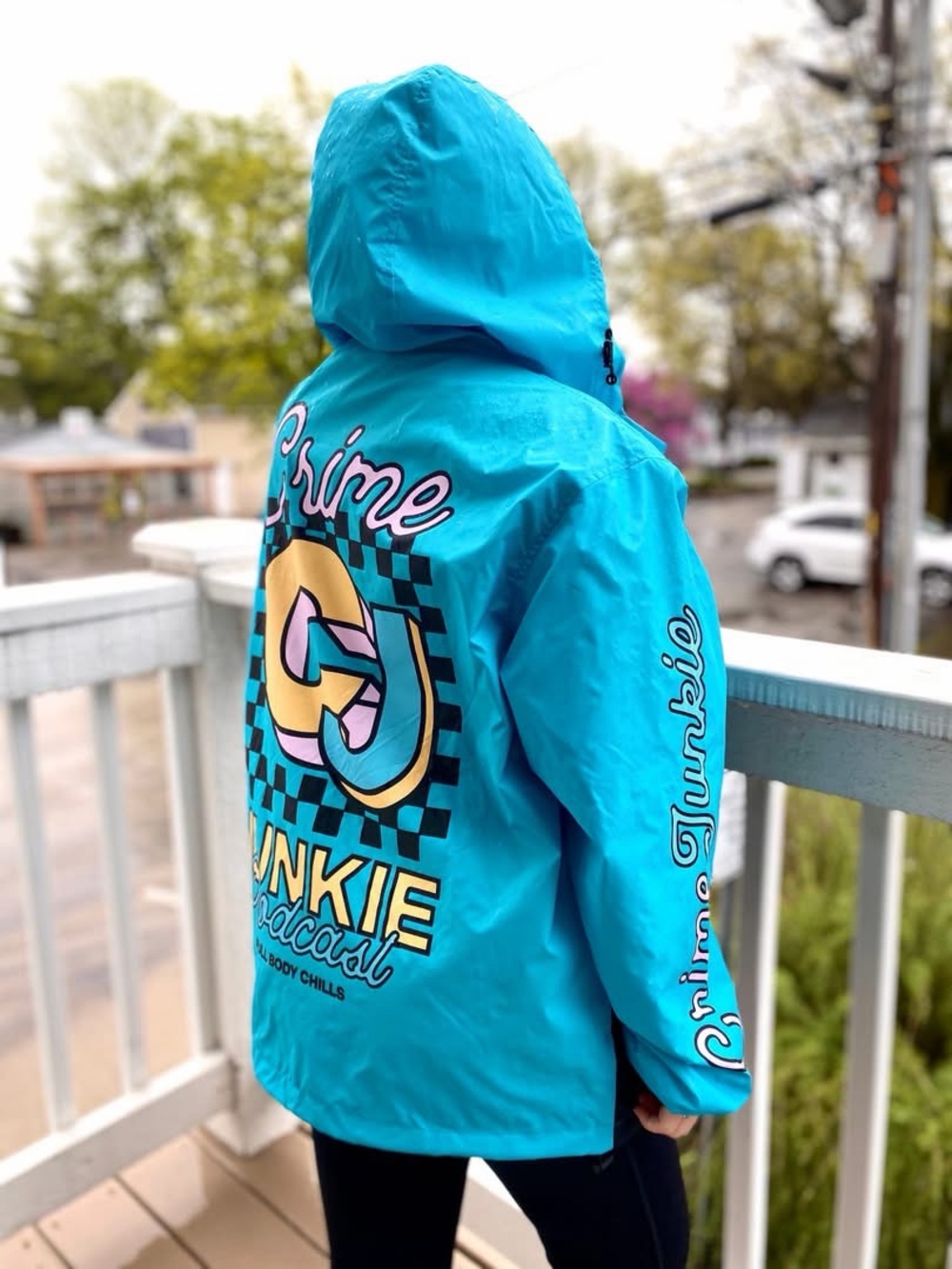 Crime Junkie Podcast Graphic Hooded Rain Jacket